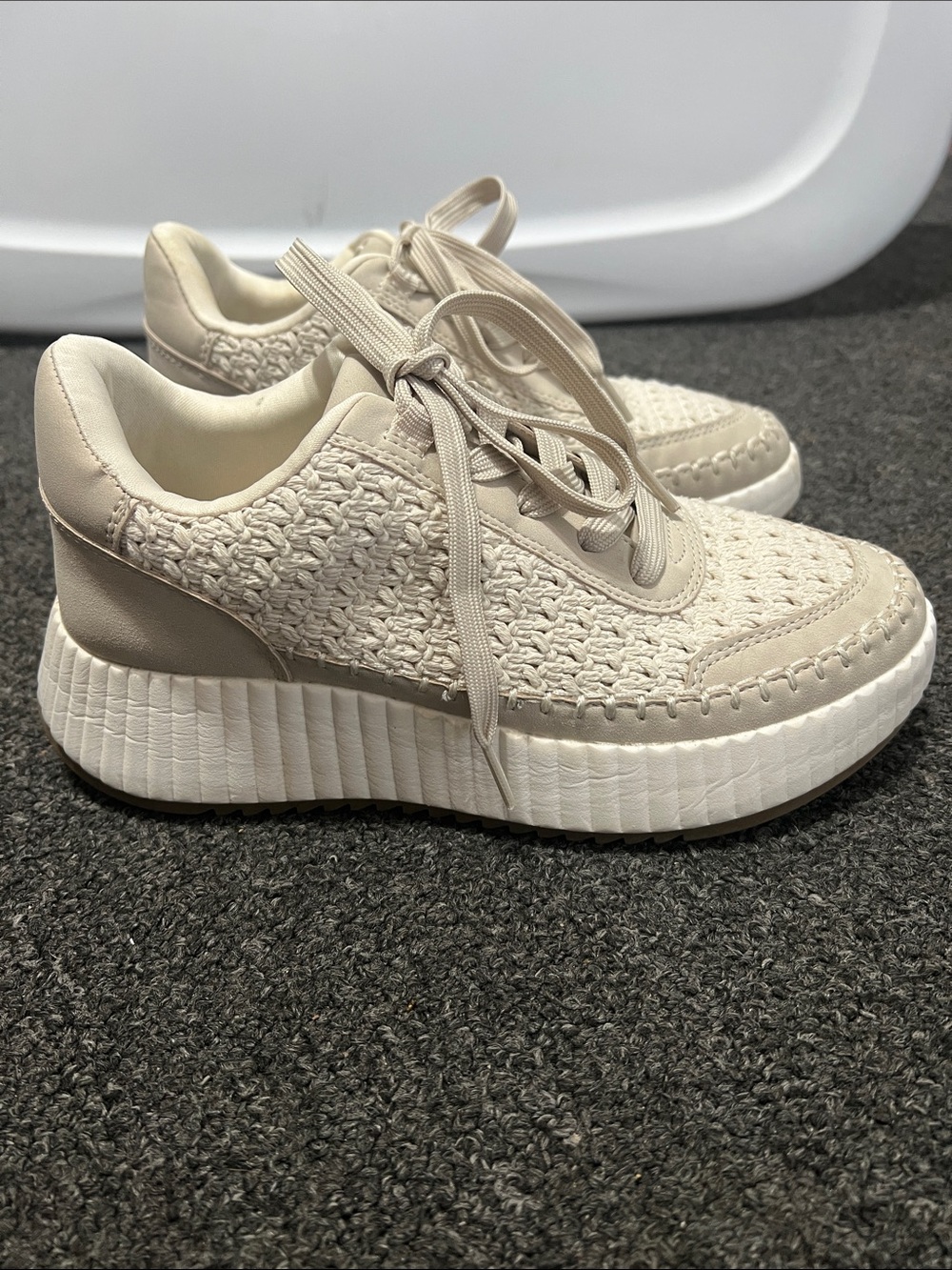 DV by Dolce Vita Cream Woven Platform Sneaker